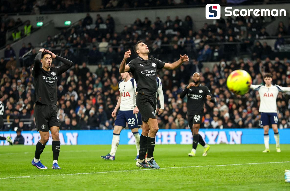 '솔란케 멀티골' 토트넘, 맨시티와 2-2 무승부...여전히 리그14위